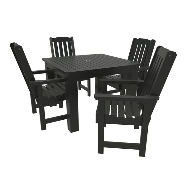 Highwood Usa Lehigh 5pc Square Outdoor Patio Furniture Dining Set AD-DNL44-BKE - main